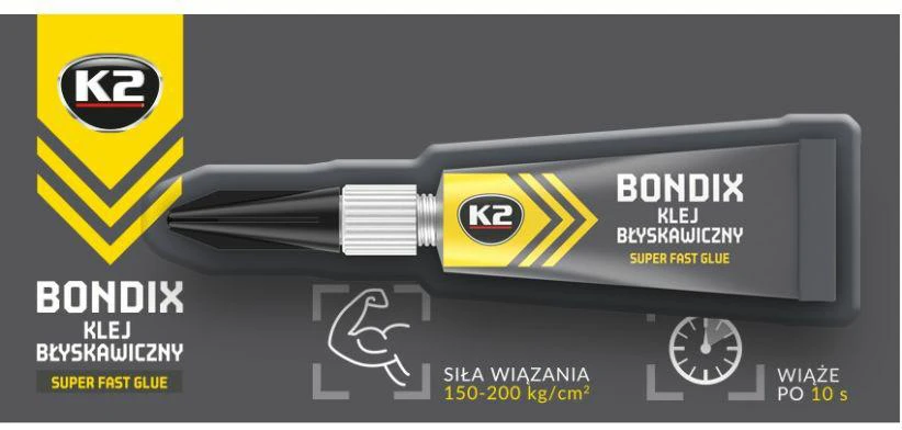 Melle K2 KLIJAI 15 SEKUNDŽIŲ PLASTIKUI, MEDIENAI, GUMAI BONDIX 3G