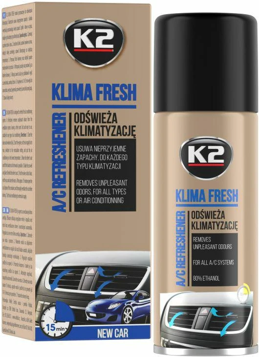 K2 KLIMA FRESH oro kondicionierių gaivinamoji priemonė, naujo automobilio kvapo, 150 ml