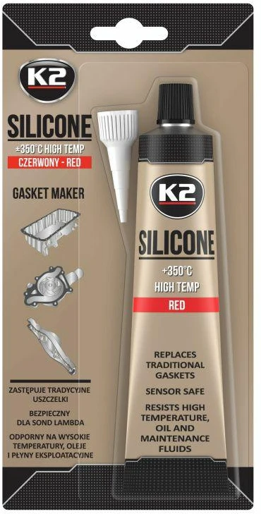 Melle K2 SILIKON RAUDONAS 85G AUKŠTATEMPERATŪRIS +350°C, SKYSTAS TARPIKLIS