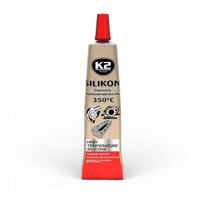 Melle K2 SILIKON RAUDONAS LUZ 21G AUKŠTATEMPERATŪRIS +350°C, SKYSTAS TARPIKLIS