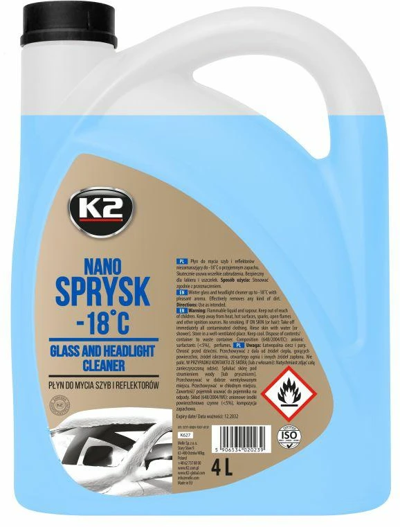 Melle K2 ŽIEMINIS LANGŲ PLOVIMO SKYSČIUS -18°C NANO SPRYSK 4L
