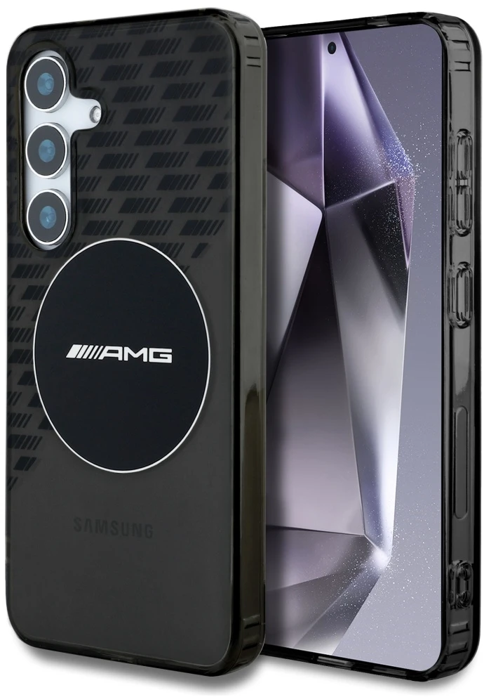 Dėklas Mercedes Cas AMG Transparent Rhombs MagSafe skirta Samsung Galaxy S25 juodas