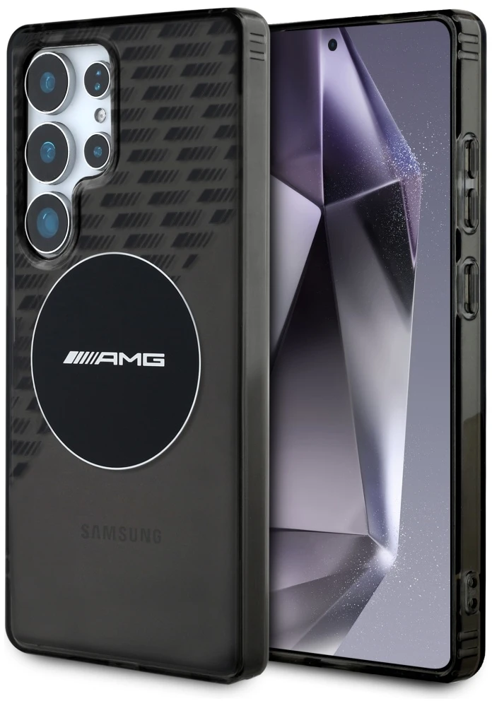 Mercedes Dėklas AMG skaidrus Rhombs MagSafe Samsung Galaxy S25 Ultra juodos spalvos