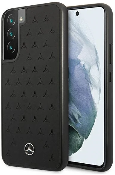 Mercedes MEHCS22MPSQBK S22+ S906 juodos spalvos kietas dėklas Leather Stars Pattern