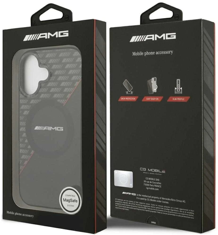 Mercedes Dėklas AMG Double Layer Transparent Rhombs MagSafe for iPhone 17 juodos spalvos-red