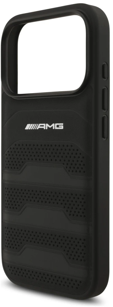 Mercedes Dėklas AMG Leather Debossed Lines Logo Apple iPhone 17 Pro juodos spalvos