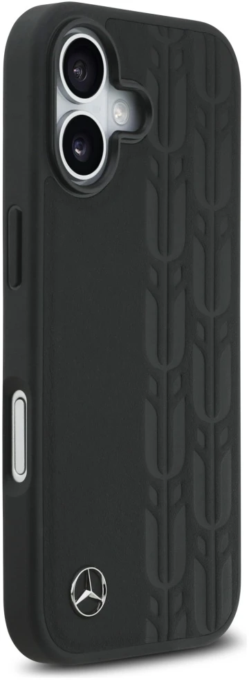 Original dėklas MERCEDES Leather Laurel Leaves MagSafe skirtas Apple iPhone 17 juodos spalvos