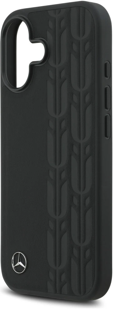 Original dėklas MERCEDES Leather Laurel Leaves MagSafe skirtas Apple iPhone 17 juodos spalvos