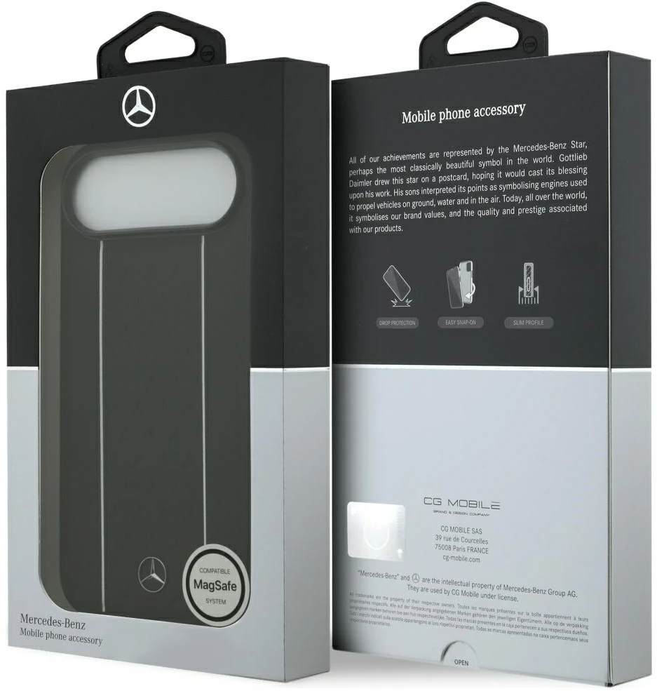 Mercedes Leather Star Pattern Stripes MagSafe dėklas skirtas iPhone Air juodos spalvos