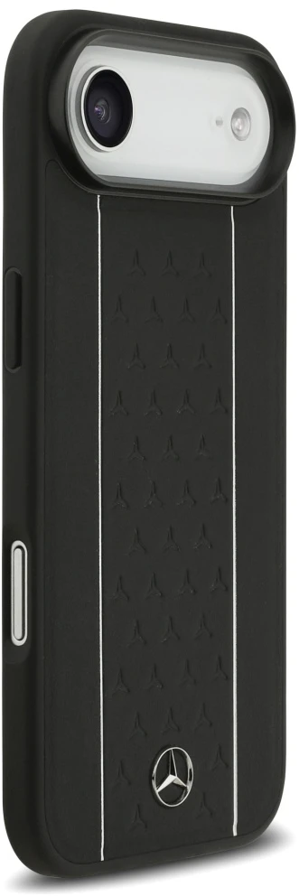 Mercedes Leather Star Pattern Stripes MagSafe dėklas skirtas iPhone Air juodos spalvos