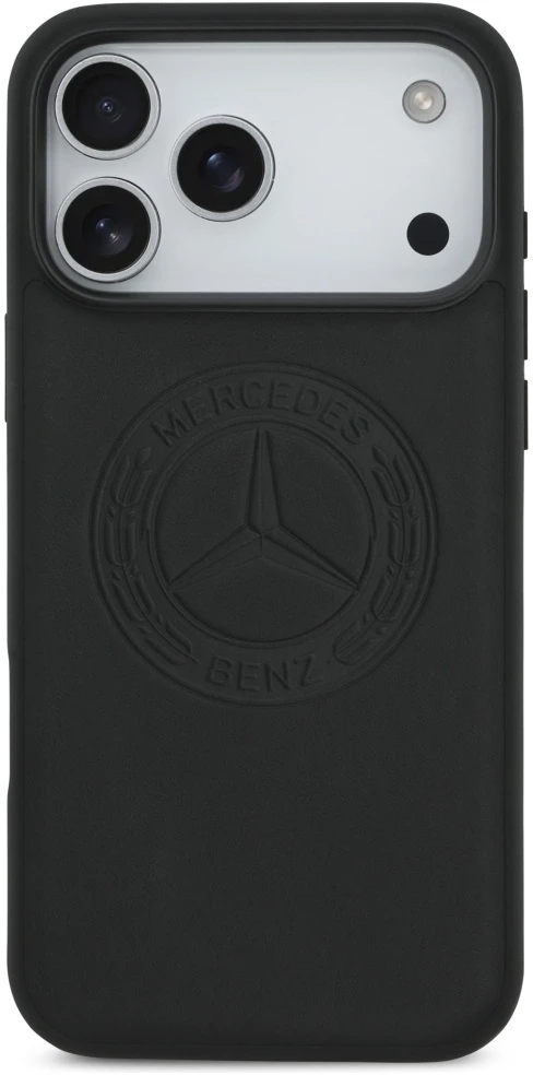 Original dėklas MERCEDES Leather Vintage Logo MagSafe skirtas Apple iPhone 17 Pro Max juodos spalvos