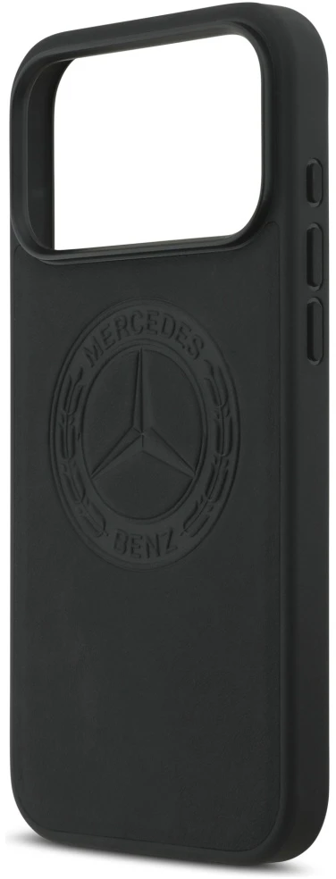 Original dėklas MERCEDES Leather Vintage Logo MagSafe skirtas Apple iPhone 17 Pro Max juodos spalvos