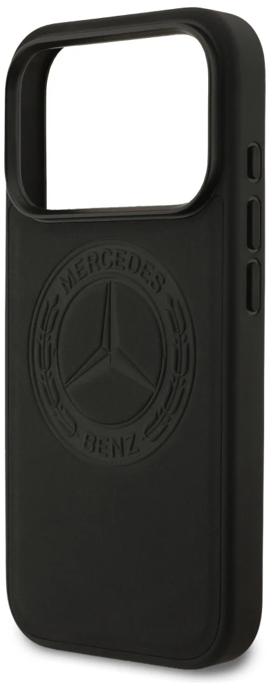 Original dėklas MERCEDES Leather Vintage Logo MagSafe skirtas Apple iPhone 17 Pro juodos spalvos