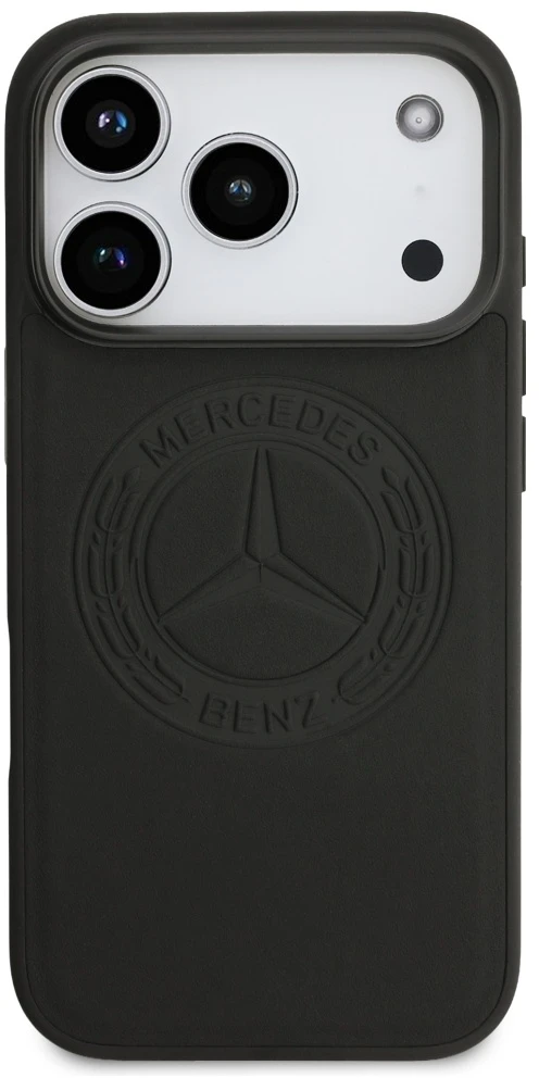 Original dėklas MERCEDES Leather Vintage Logo MagSafe skirtas Apple iPhone 17 Pro juodos spalvos