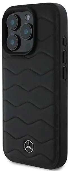 Mercedes MB Waves Leather Apple iPhone 16 Pro Case - dėklas telefonui juodos spalvos