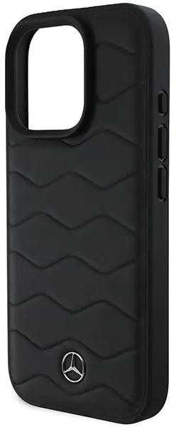 Mercedes MB Waves Leather Apple iPhone 16 Pro Case - dėklas telefonui juodos spalvos