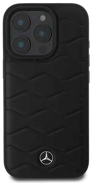 Mercedes MB Waves Leather Apple iPhone 16 Pro Case - dėklas telefonui juodos spalvos