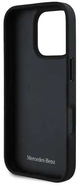 Mercedes MB Waves Leather Apple iPhone 16 Pro Case - dėklas telefonui juodos spalvos