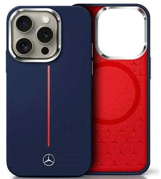 Dėklas Mercedes MEHMP16X23SUMRV Apple iPhone 16 Pro Max 6.9" navy hard Silikoninis Raudona Stripe MagSafe