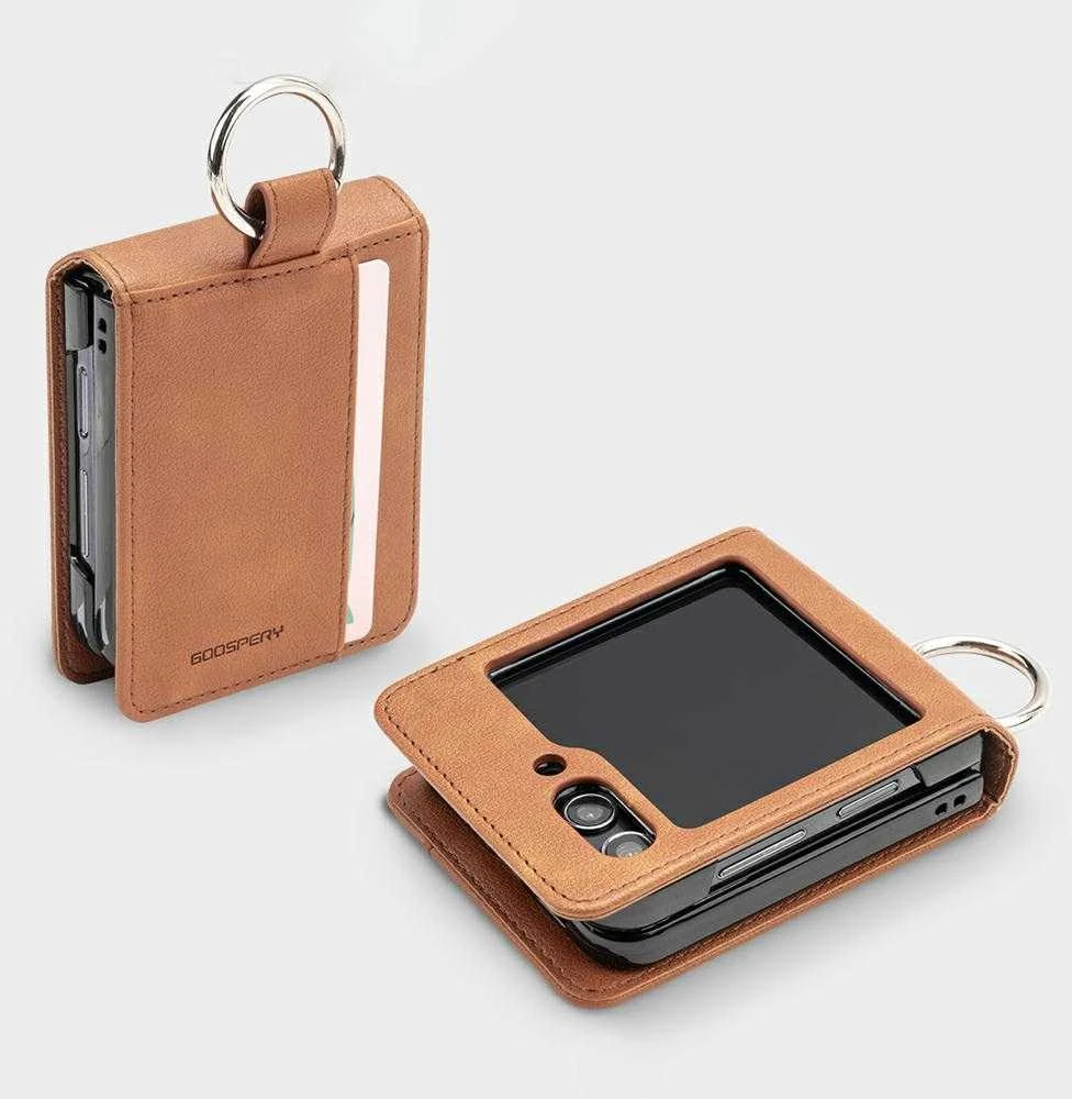 Mercury Basic Diary Dėklas Samsung Galaxy Z Flip7 Light rudos spalvos