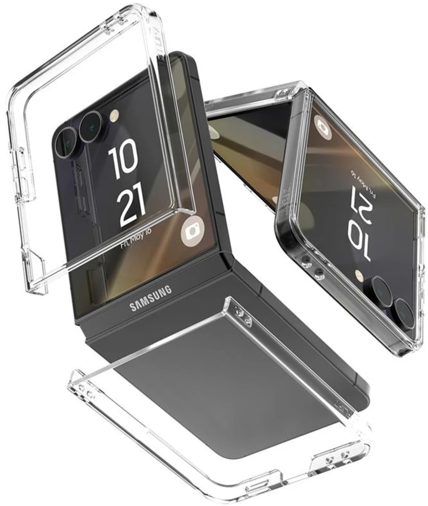 Mercury kietas PC dėklas, skirtas Samsung Galaxy Z Flip7, skaidrus