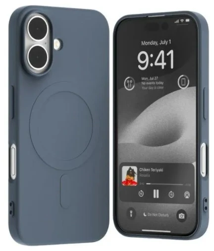 Mercury pusiau silikoninis Magsafe dėklas, skirtas iPhone 16 Pro, šviesiai mėlynas