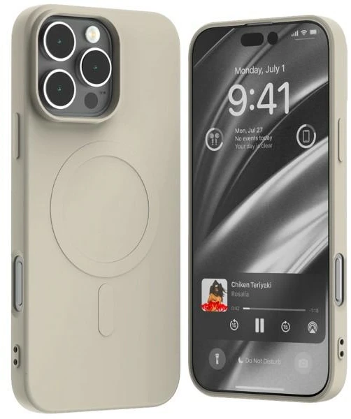 „Mercury MagSafe“ pusiau silikoninis dėklas „Apple iPhone 16 Pro Max 6,9" (akmens spalvos)