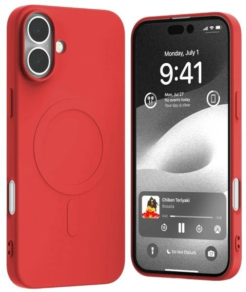 Dėklas Mercury MagSafe Semi-Silicone Apple iPhone 16 Plus 6,7″ raudonos spalvos