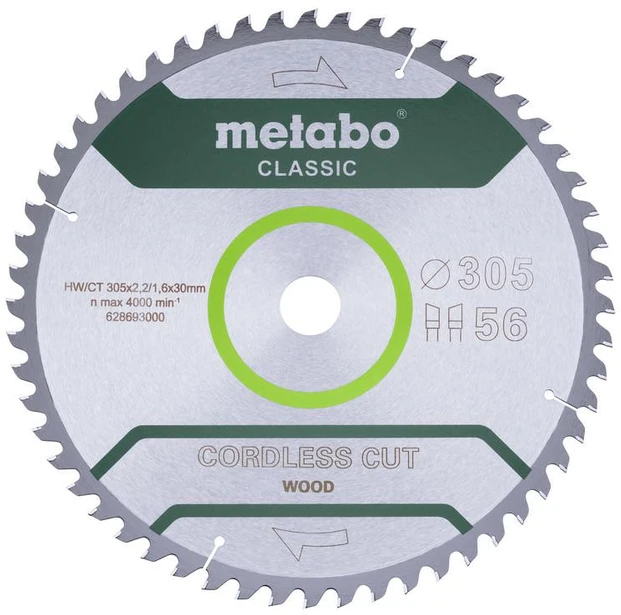 Pjovimo diskas medienai Metabo 628693000; WZ; 305x30 mm; Z56; 5°
