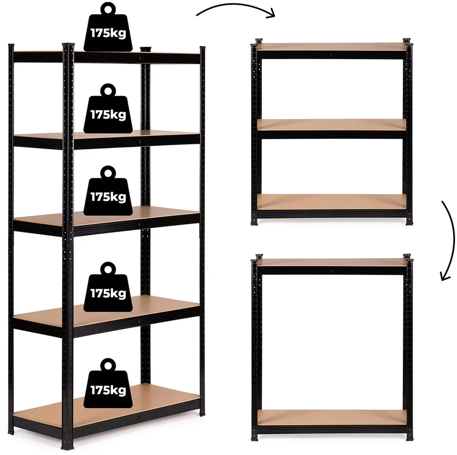 Metalinė sandėlio lentyna 180x90x40 cm rūsio garažui 5 lentynos 875 kg ModernHome