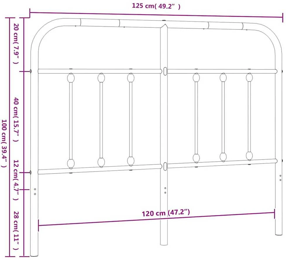 Metalinis galvūgalis, baltos spalvos, 120cm
