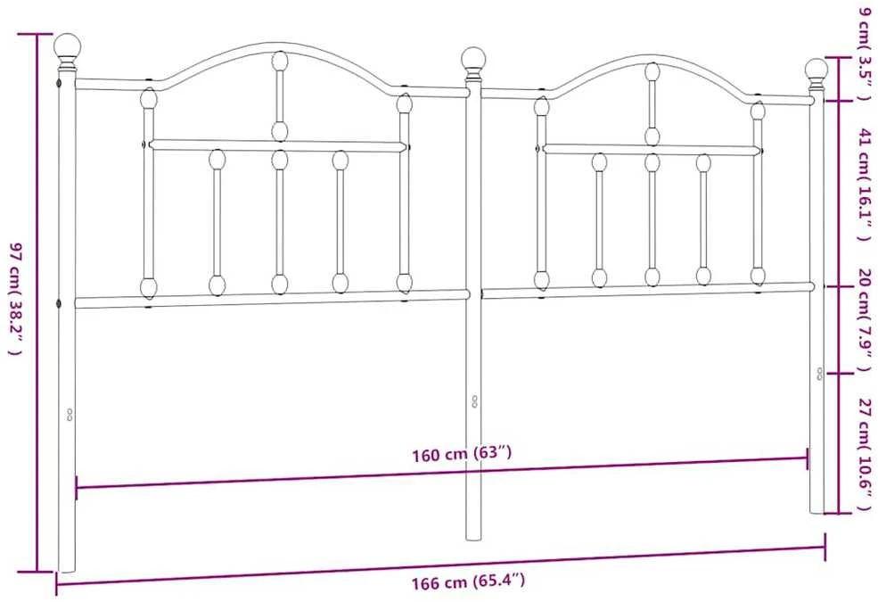 Metalinis galvūgalis, juodos spalvos, 160cm