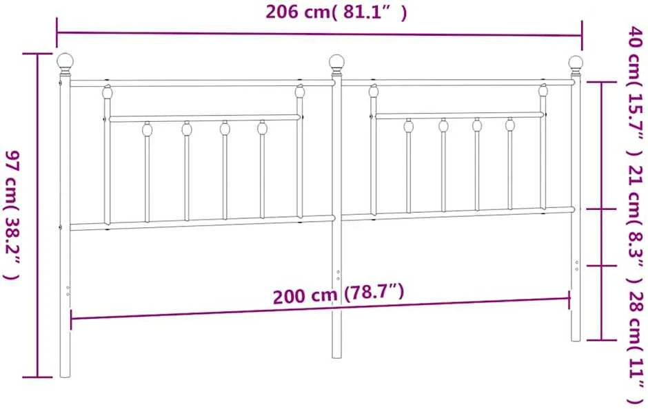 Metalinis galvūgalis, juodos spalvos, 200cm