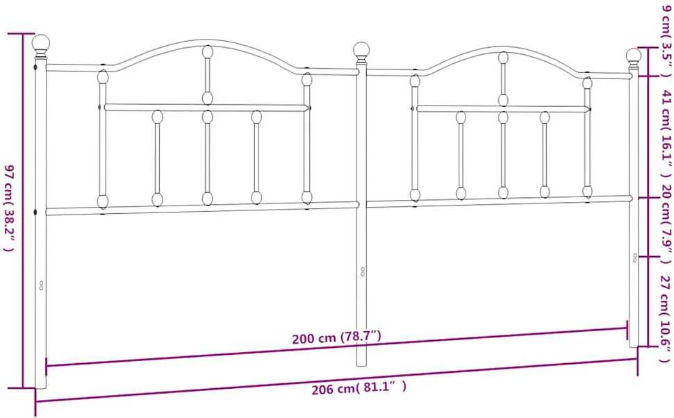 Metalinis galvūgalis, juodos spalvos, 200cm