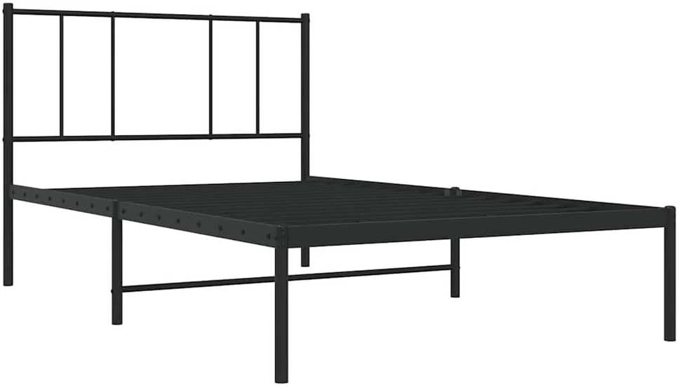 Metalinis lovos rėmas su galvūgaliu, juodos spalvos, 90x190cm