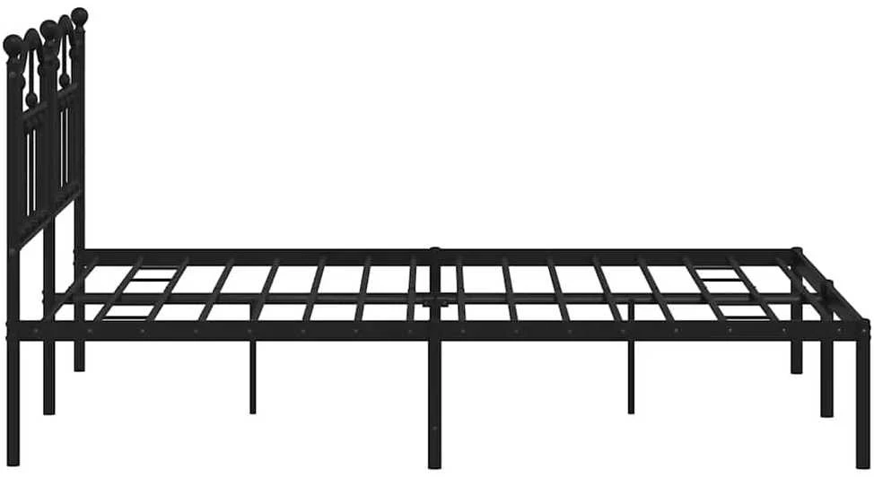 Metalinis lovos rėmas su galvūgaliu, juodos spalvos, 140x200cm