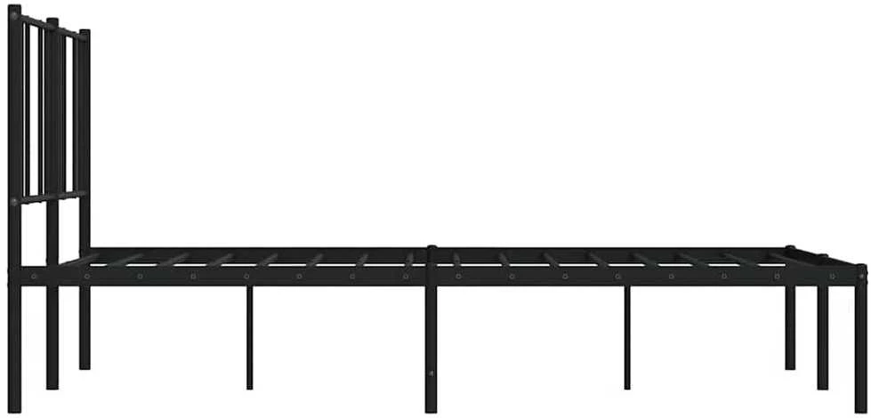 Metalinis lovos rėmas su galvūgaliu, juodos spalvos, 160x200cm