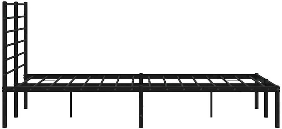 Metalinis lovos rėmas su galvūgaliu, juodos spalvos, 140x200cm
