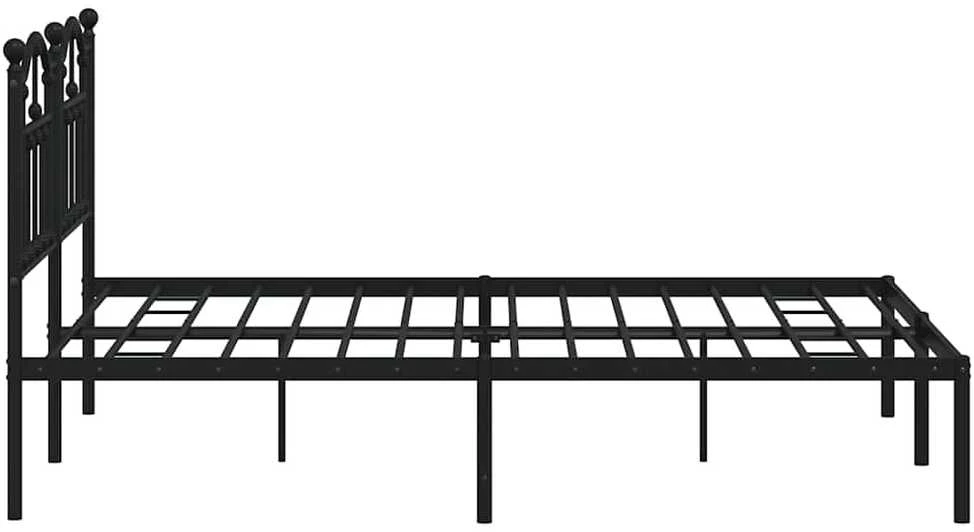 Metalinis lovos rėmas su galvūgaliu, juodos spalvos, 140x190cm