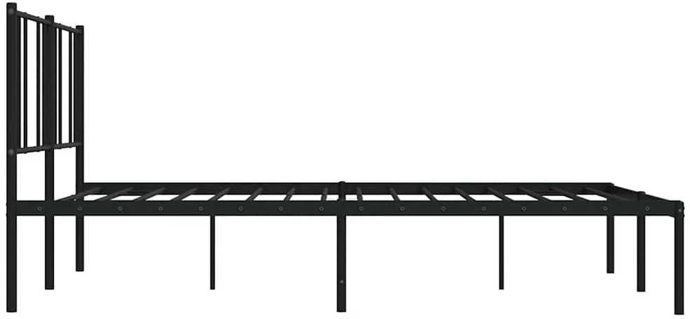 Metalinis lovos rėmas su galvūgaliu, juodos spalvos, 200x200cm