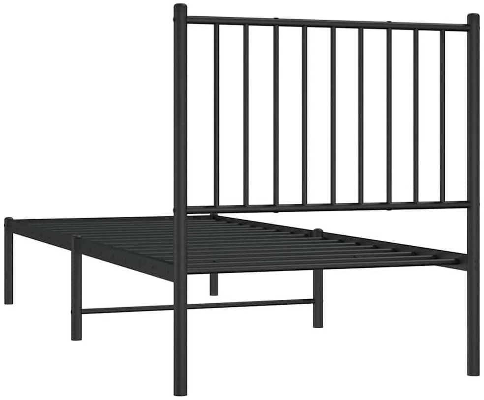 Metalinis lovos rėmas su galvūgaliu, juodos spalvos, 75x190cm