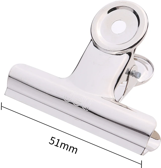 Metalinis spaustukas DELI 51mm sidabrinės spalvos 6vnt/pak