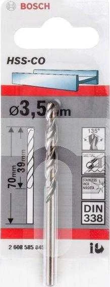 Bosch HSS-Co grąžtas metalui 3,5mm, 1 vnt.