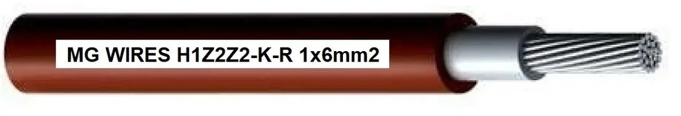 MG0 Fotovoltinis kabelis // MG Wires // 1x6mm2, 0.6/1kV raudonas H1Z2Z2-K-R-6mm2 RD, 50m pakuotė