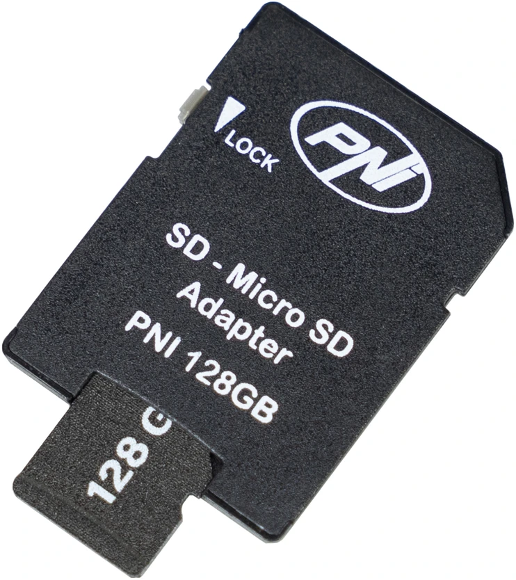 „MicroSD“ PNI 128 GB atminties kortelė su SD adapteriu, 10 klasė, 80 Mb/s, V30