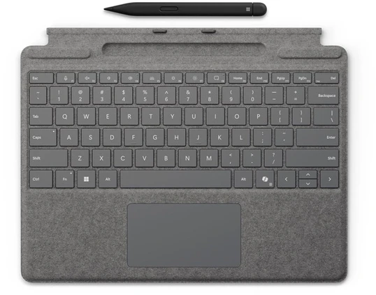 Microsoft Surface Pro 8/9/X 13" dėklas su klaviatūra ir rašikliu, vokiečių k. (QWERTZ) išdėstymas, platinos spalvos