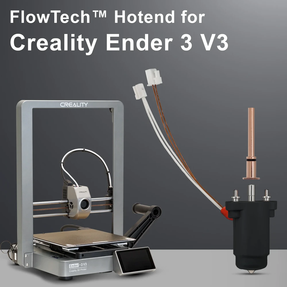 Microswiss Micro Swiss FlowTech™ karšto antgalio galvutė, skirta Creality Ender 3 V3 / Ender 3 V3 Plus 3D spausdintuvams