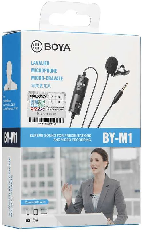 Mikrofonas BOYA 65-18000 HZ, 6.3 mm stereo adapteris, juodas / BY-M1 / BOYA10003