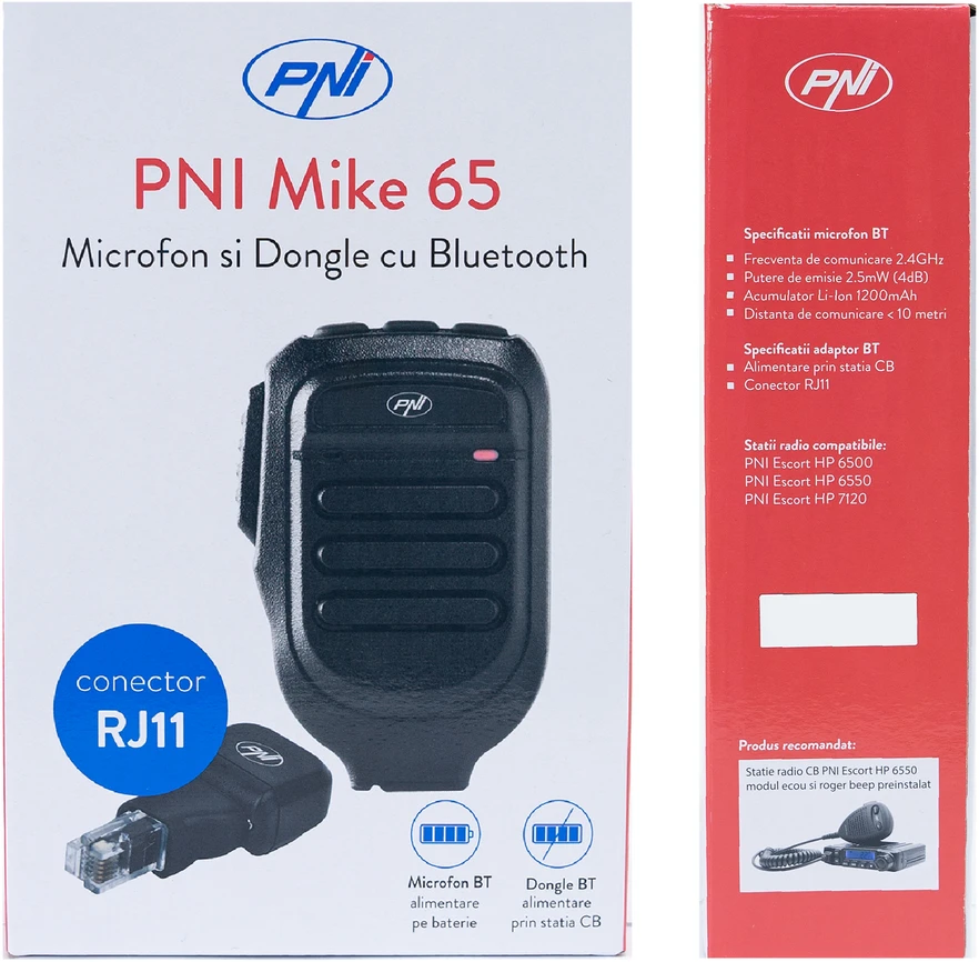 Mikrofonas ir „Bluetooth“ adapteris PNI Mike 65, dviejų kanalų, suderinamas su PNI HP 6500, PNI HP 7120