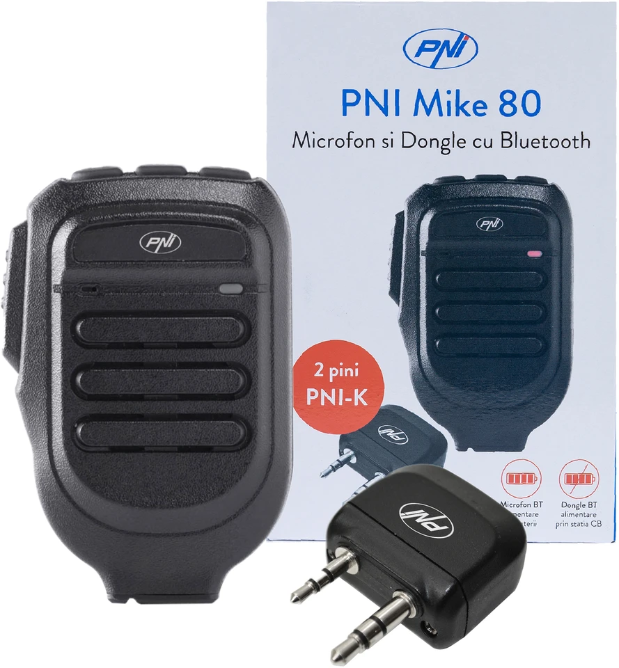 Mikrofonas ir „Bluetooth“ adapteris PNI Mike 80, dviejų kanalų, suderinamas su PNI HP 8001L